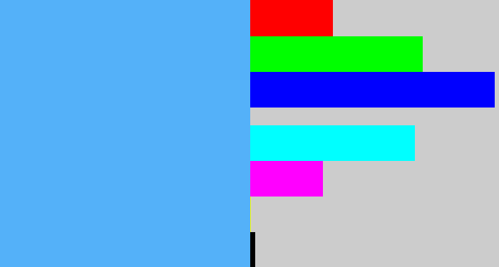 Hex color #54b1f9 - sky blue