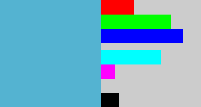 Hex color #54b3d1 - dark sky blue