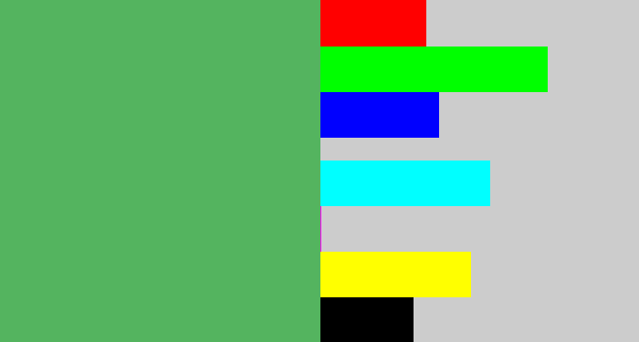 Hex color #54b45f - dark pastel green