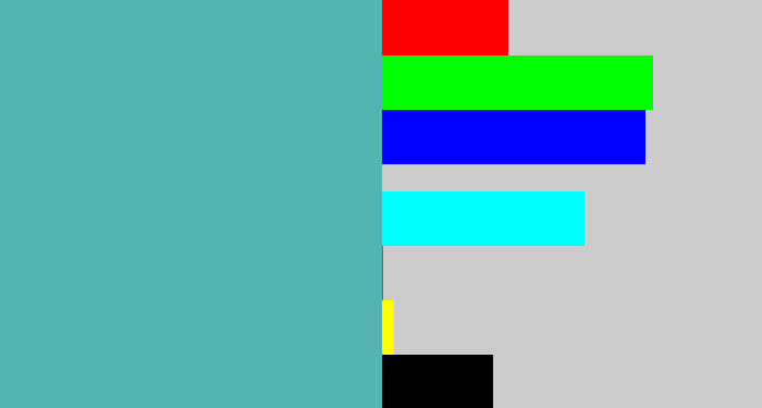 Hex color #54b4af - greeny blue