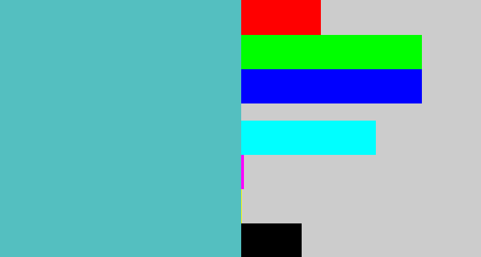 Hex color #54bfc0 - seafoam blue