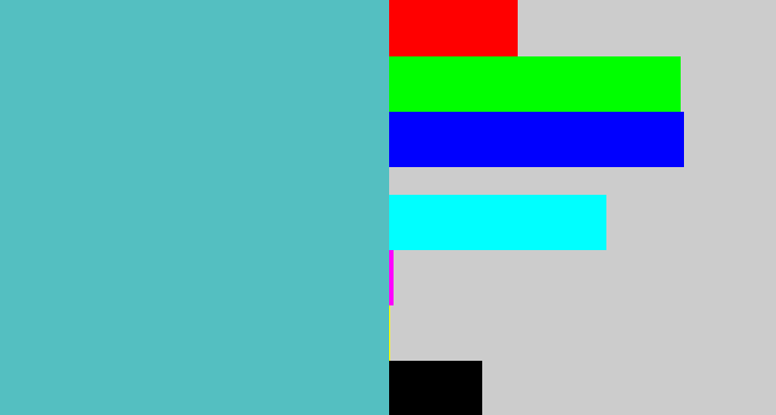Hex color #54bfc1 - seafoam blue