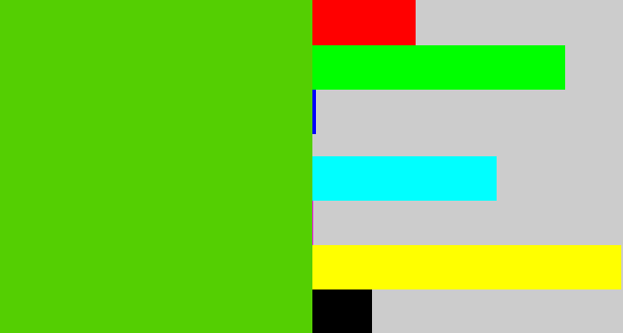 Hex color #54cf02 - frog green