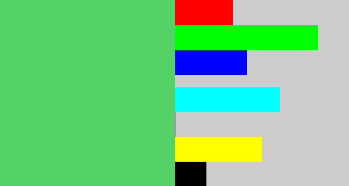 Hex color #54d268 - lightish green