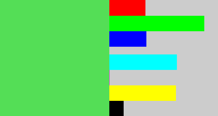 Hex color #54de56 - lightish green