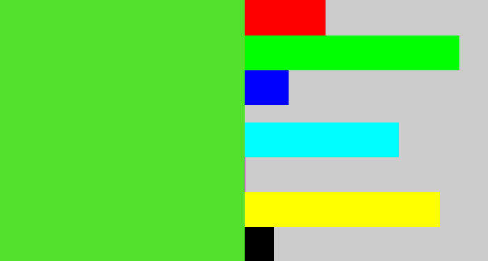 Hex color #54e12e - toxic green