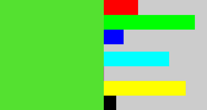 Hex color #54e130 - toxic green