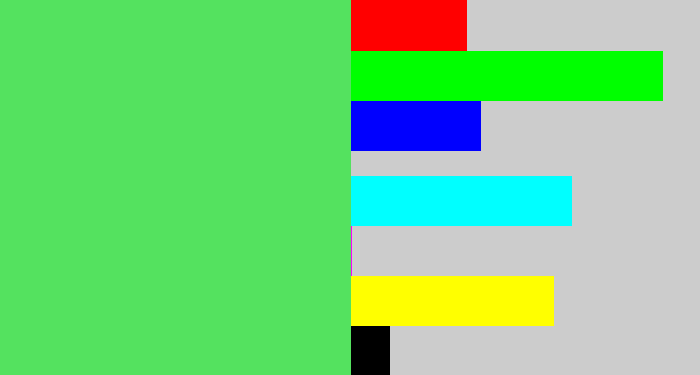Hex color #54e25f - lightish green