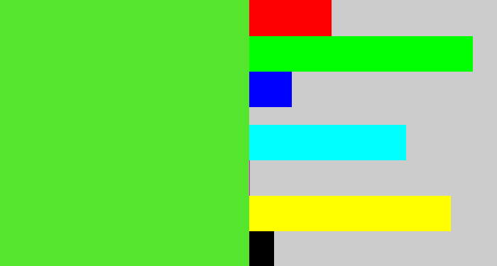 Hex color #54e52c - toxic green