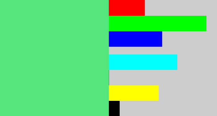 Hex color #54e67d - weird green