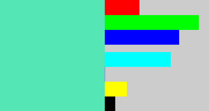 Hex color #54e6b5 - light greenish blue