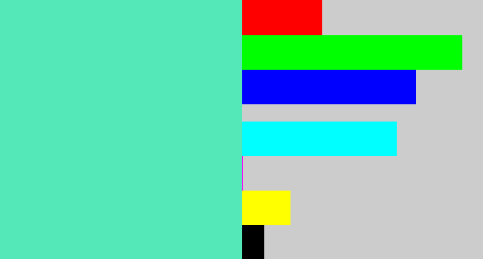 Hex color #54e7b8 - light greenish blue