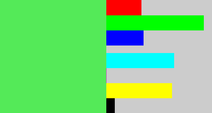 Hex color #54ea58 - lightish green