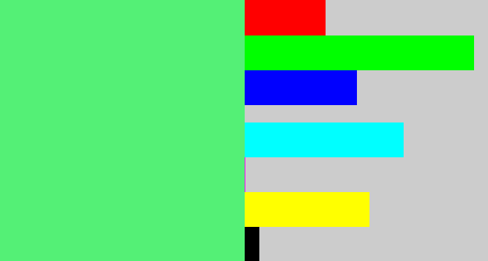 Hex color #54f076 - light bright green
