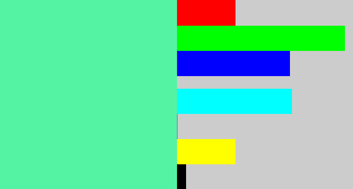 Hex color #54f3a3 - light green blue