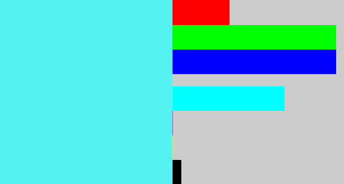 Hex color #54f3f2 - bright cyan