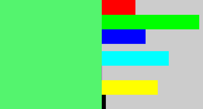 Hex color #54f46e - light bright green