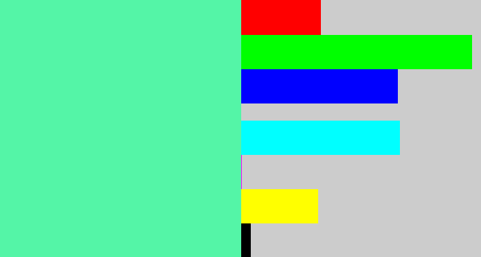 Hex color #54f5a7 - light green blue