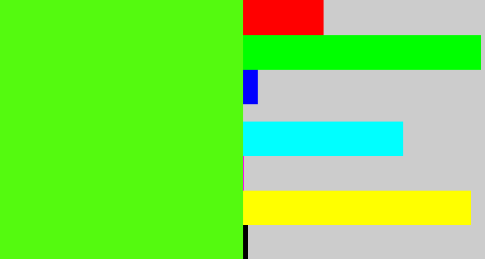 Hex color #54fa0f - bright lime green