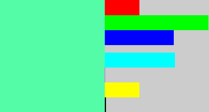 Hex color #54fca8 - light green blue