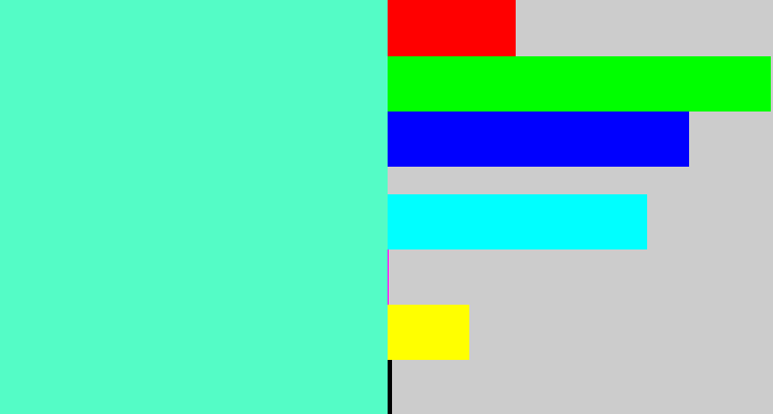 Hex color #54fcc6 - light greenish blue