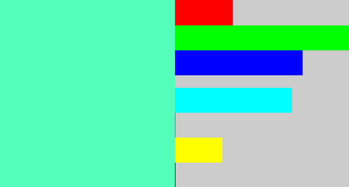 Hex color #54ffbb - light greenish blue