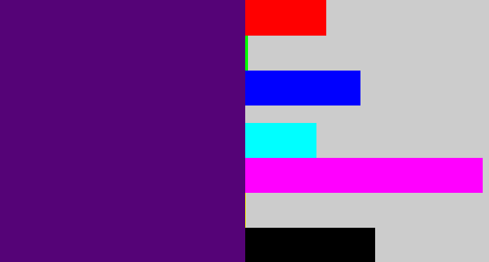 Hex color #550377 - royal purple