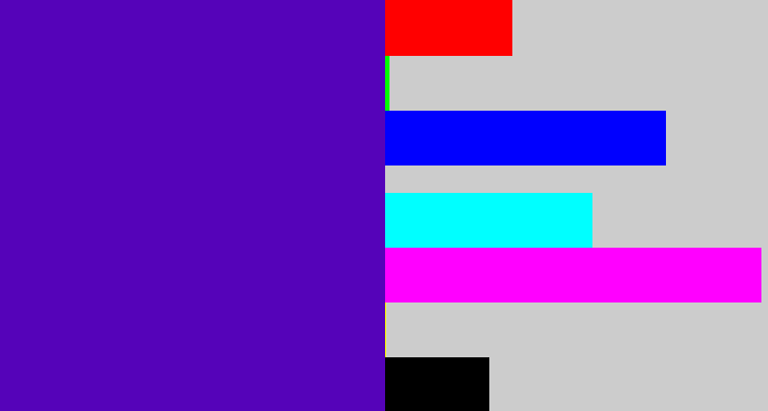 Hex color #5503b9 - violet blue