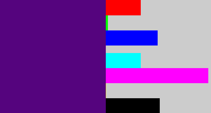 Hex color #55047e - royal purple