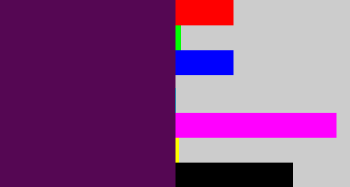 Hex color #550753 - plum purple