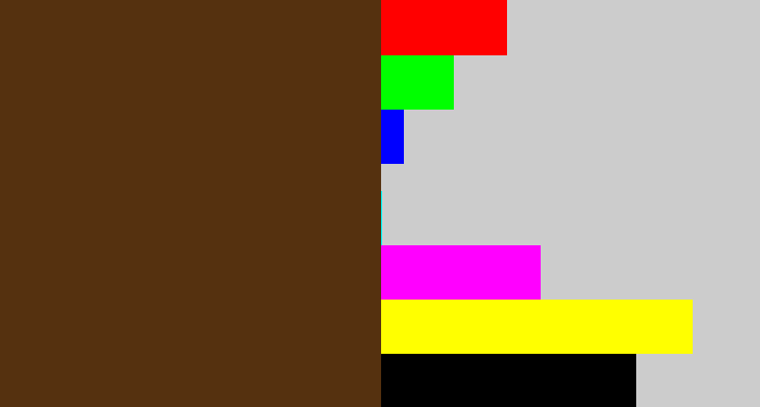 Hex color #55310f - brown