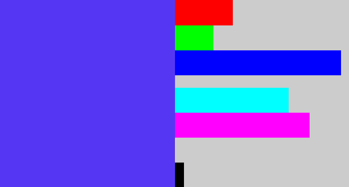 Hex color #5537f3 - purpleish blue