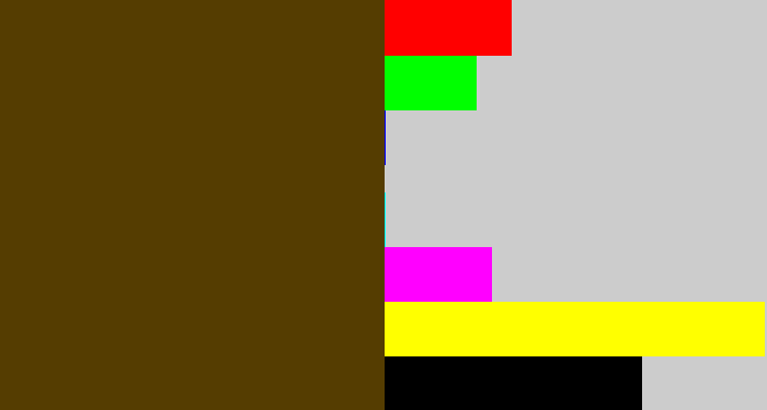 Hex color #553d01 - brown