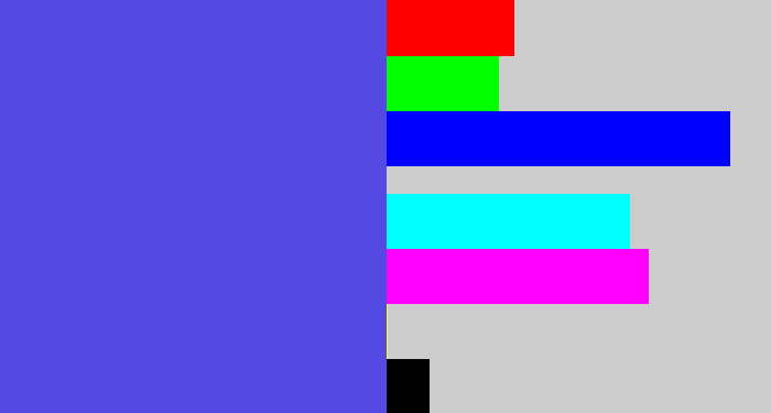 Hex color #5549e4 - purpleish blue