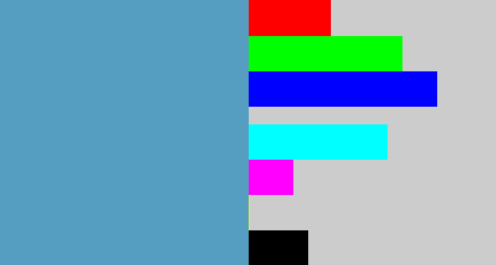 Hex color #559ec1 - faded blue
