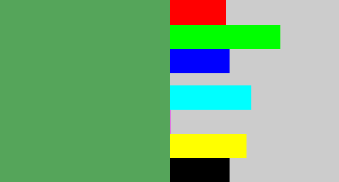 Hex color #55a55a - dark pastel green