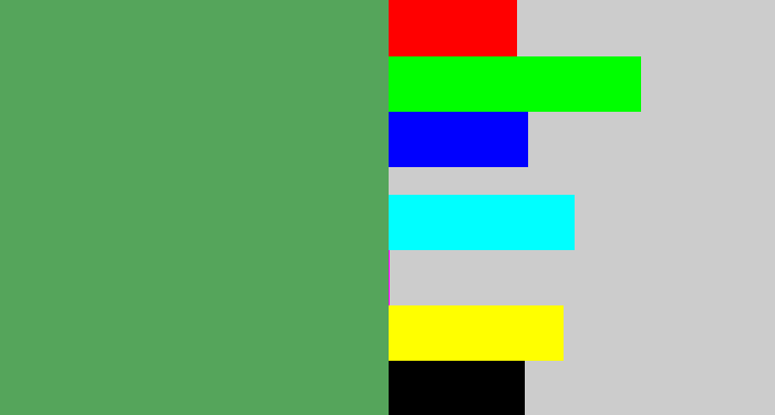 Hex color #55a55b - dark pastel green