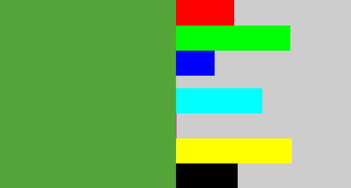 Hex color #55a639 - mid green