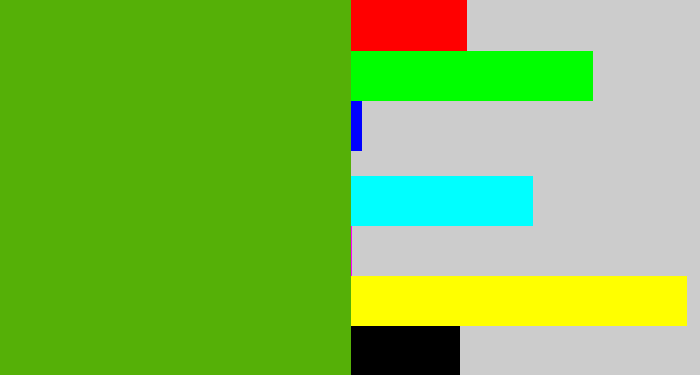 Hex color #55b007 - kermit green