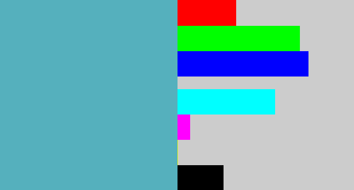 Hex color #55b0bd - greyblue