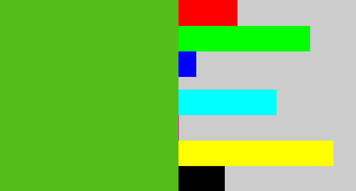 Hex color #55bd19 - frog green