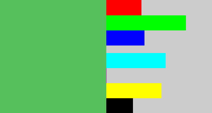 Hex color #55c05c - dark pastel green