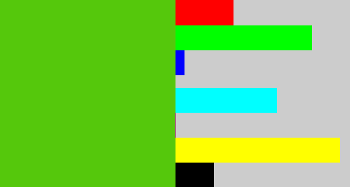 Hex color #55c80c - frog green