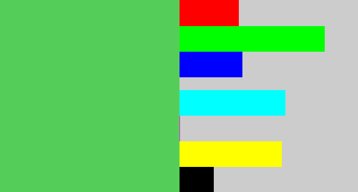 Hex color #55ce59 - lightish green