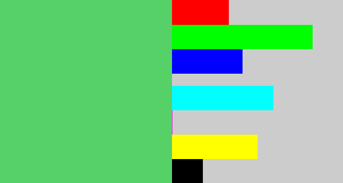 Hex color #55d168 - lightish green