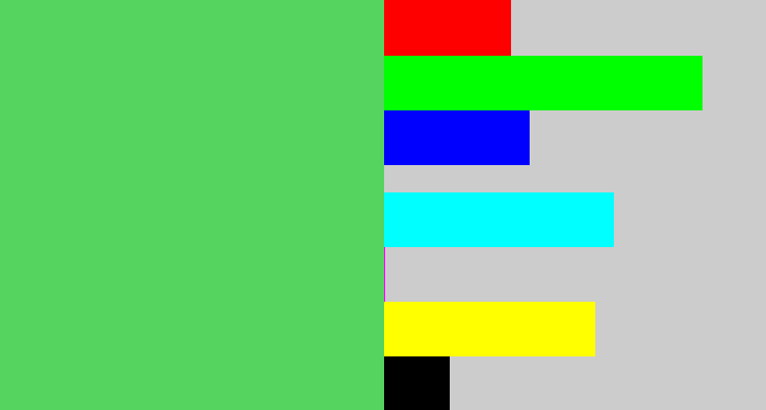 Hex color #55d460 - lightish green