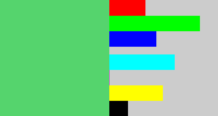 Hex color #55d46d - lightish green