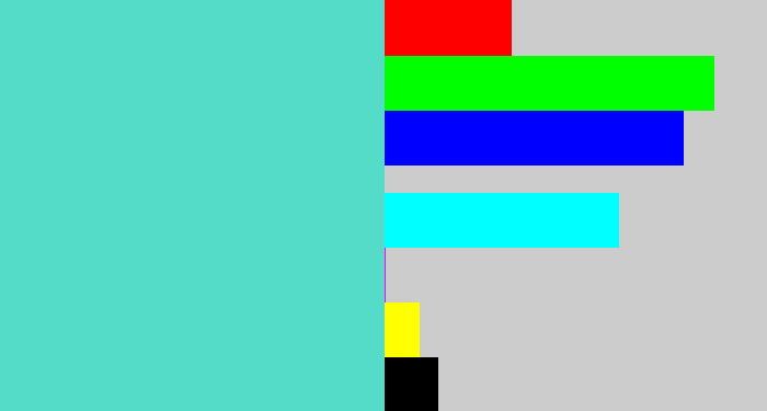 Hex color #55dcc8 - light greenish blue