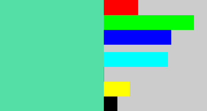Hex color #55dfa7 - light green blue