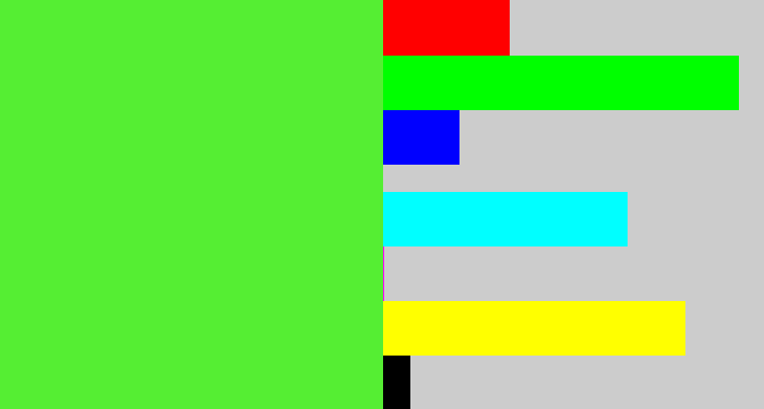 Hex color #55ee33 - toxic green
